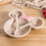 Ensemble beige - service de table en paille de bl style dessin anim mignon pour bb, ensemble de vaisselle ...