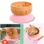 Intirilife set de bols en bambou pour b�b� bol en bambou avec ventouse et cuill�re en rose - pour manger ...