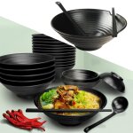 Ensemble de bols a ramen japonais en plastique, cuillère et baguettes, nouilles asiatiques, pho soba ... Ensemble de bols a ramen japonais en plastique, cuillère et baguettes, nouilles asiatiques, pho soba ...
