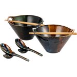 Ensemble bols ramen japonais traditionnels 8 pi�ces noir marron