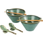 Ensemble bols ramen japonais traditionnels 8 pi�ces vert