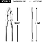 Ensemble de casse noix(casse homard) et pourchettes pour fruit de mer en alliage de zinc et acier inoxydable ...