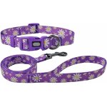 Ensemble collier et laisse pour chien - motif floral - en polyester - laisse assortie de 150 cm - pour ...