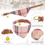 Ensemble collier et laisse pour chien - noeud papillon classique a carreaux et collier bandana pour chien ...