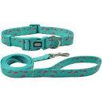 Ensemble combinaison collier et laisse pour chien - motif flamant rose - sangle en polyester - collier ...