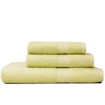 Ensemble coordonne de 3 pieces de serviettes de bain en coton de couleur celeri de differentes tailles ...