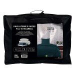 Ensemble couette et parure 5 pi�ces boheme bleu canard pour lit en 90x190 cm, par soleil d'ocre