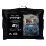 Ensemble couette et parure 5 pi�ces pompiers bleu pour lit en 90x190 cm, par soleil d'ocre