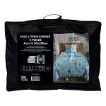 Ensemble couette et parure 5 pi�ces sirene bleu pour lit en 90x190 cm, par soleil d'ocre
