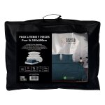 Ensemble couette et parure 7 pi�ces boheme bleu canard pour lit en 160x200 cm, par soleil d'ocre