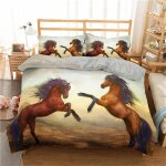 Ensemble de couette th��me de la faune d cheval, housse de couette et taies d'oreiller faciles �� entretenir, ...