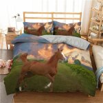 Ensemble de couette th��me de la faune d cheval, housse de couette et taies d'oreiller faciles �� entretenir, ...