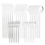 Ensemble de couverts en acier inoxydable, 30 pices, fourchette, couteau, cuillre, service de table, ...