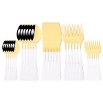 Ensemble de couverts en acier inoxydable 6 / 30 pices vaisselle arc - en - ciel couteau fourchette a ...