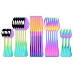 Ensemble de couverts en acier inoxydable 6 / 30 pices vaisselle arc - en - ciel couteau fourchette a ...