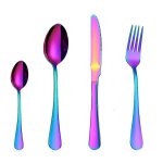 Ensemble de couverts en acier inoxydable arc - en - ciel, ensemble de vaisselle en vaisselle colore, ...