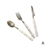 Ensemble de couverts en acier inoxydable pearl, couverts cratifs, cuillre, manche, ensemble de fourcommunist ...