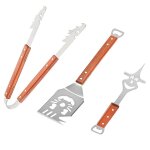 Ensemble de couverts pour barbecue 3 pices, accessoires pour barbecue, poignes en bois et acier inoxydable ...