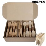 Ensemble de couverts en bois jetables 300 pièces, cuillères a dessert de fête a domicile couteaux fourchettes ... Ensemble de couverts en bois jetables 300 pièces, cuillères a dessert de fête a domicile couteaux fourchettes ...