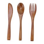 Ensemble de couverts en bois a manche droit, couteau, fourchette, cuillère, usage sûr phoebe naturel, ... Ensemble de couverts en bois a manche droit, couteau, fourchette, cuillère, usage sûr phoebe naturel, ...