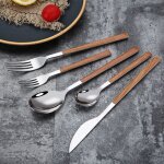 Ensemble de couverts de cuisine en acier inoxydable argent, vaisselle pour la maison et l'htel, steak, ...