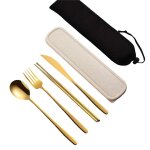Ensemble de couverts avec etui de rangement, fourchette a viande utile, document vibrant, quespoon, antirouill ...