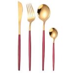 Ensemble de couverts multicolores en acier inoxydable, 1 ensemble, ensemble de vaisselle noir, kit de ... Ensemble de couverts multicolores en acier inoxydable, 1 ensemble, ensemble de vaisselle noir, kit de ...