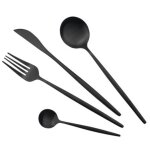 Ensemble de couverts noir mat en acier inoxydable, 1 ensemble de vaisselle, couteau, fourchette, cuill�re, ...