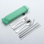 Ensemble de couverts portables 7 pi�ces en acier inoxydable 304 ¿ ecologique, durable et el�gant pour ...