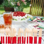 Ensemble de couverts portables en bois fourchettes cuill�res couteaux compostables voyage ensemble de ...