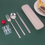 Ensemble de couverts portables avec etui respectueux de l'environnement, accessoires de vaisselle de ...