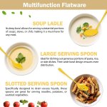 Ensemble de couverts de service 14 pices, spatule a gteau dore en acier inoxydable, cuillre a egoutter, ...