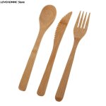 Ensemble de couverts de voyage en bambou, fourchette, cuill�re, outil de cuisine r�utilisable, 1 ensemble ...