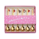 Ensemble de cuillres de nol en acier inoxydable avec pendentif, fourchette, agitateur, clics, 6 pices ...