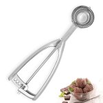 Ensemble de cuillres a glace polyvalentes - poigne a presser pour biscuits, boules de melon et plus ...