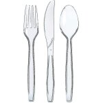Ensemble dargenterie en plastique transparent de 300 pices - ensemble de couverts jetables avec fourchettes ...