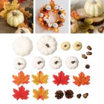 Ensemble de dcoration de maison de citrouilles artificielles, simulation de photos, dcoration en erable ...