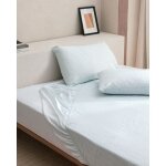 Ensemble de draps - housses ranforce imprim�s 100 % coton double carlo - turquoise