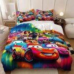 Ensemble de housse de couette 3 pieces cars movie ensemble de couette de literie cars movie ensemble ...