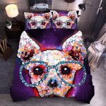 Ensemble housse de couette xcm d imprim�� chien de lunettes peintes d'animaux pi��ces parure de lit microfibre ...