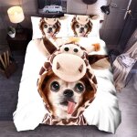 Ensemble housse de couette xcm d imprim�� chihuahua chien animal pi��ces parure de lit microfibre housse ...