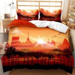 Ensemble housse de couette xcm d imprim�� hawa? rouge pi��ces parure de lit microfibre housse de couette ...