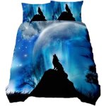 Ensemble housse de couette xcm d imprim�� loup animal de lune pi��ces parure de lit microfibre housse ...
