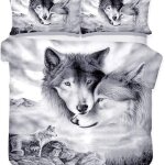 Ensemble housse de couette xcm d imprim�� loup animal pi��ces parure de lit microfibre housse de couette ...