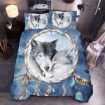 Ensemble housse de couette xcm d imprim�� loup attrape - r��ves animal pi��ces parure de lit microfibre ...