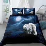 Ensemble housse de couette xcm d imprim�� lune ours polaire pi��ces parure de lit microfibre housse de ...