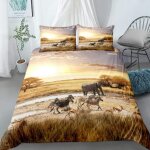 Ensemble housse de couette xcm d imprim�� ��l��phant animal z��bre pi��ces parure de lit microfibre housse ...