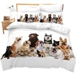 Ensemble housse de couette xcm d imprim�� photo de groupe de chien animal pi��ces parure de lit microfibre ...