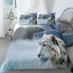 Ensemble housse de couette xcm d imprim�� tigre enflamm�� animal pi��ces parure de lit microfibre housse ...
