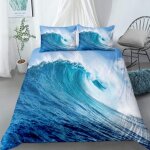 Ensemble housse de couette xcm d imprim�� vagues bleues pi��ces parure de lit microfibre housse de couette ...